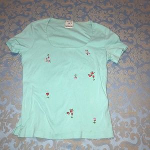 Pictures Green Blouse with Embroidery Flowers